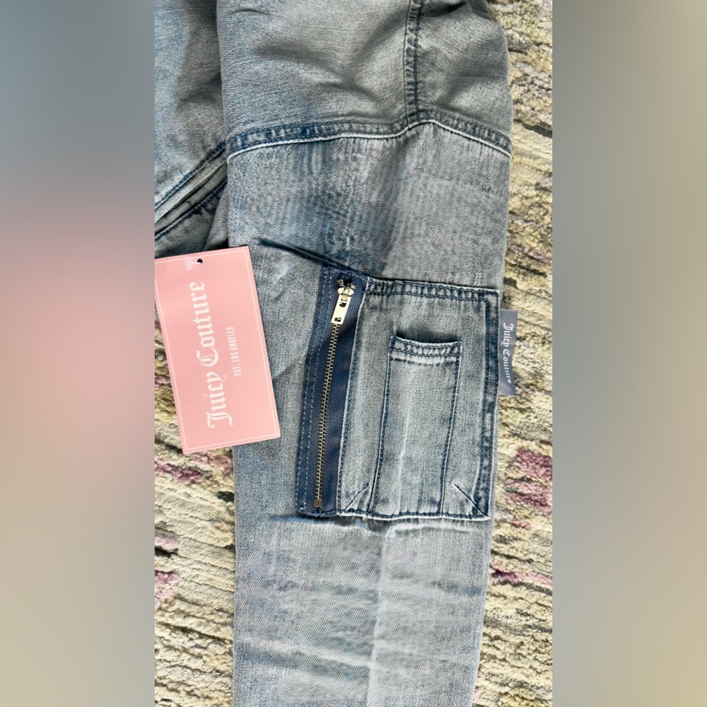 NEW Juicy Couture Light Washed Denim Bomber Jacket - Picture 4 of 5